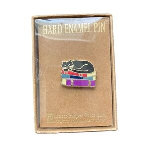 Cat with Books Hard Enamel Pin